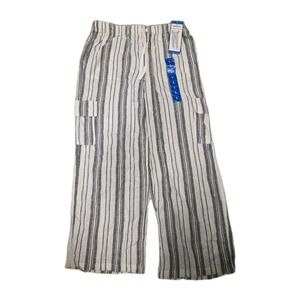 Roxy Women's Striped Cargo Pockets Pants, Gray Large